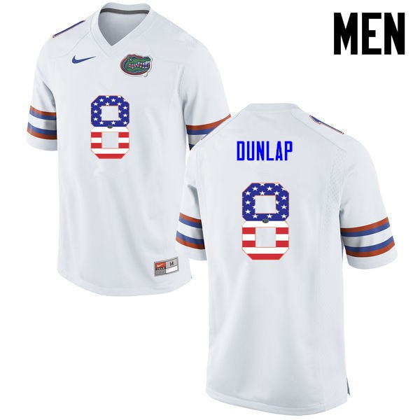 Florida Gators Men #8 Carlos Dunlap College Football USA Flag Fashion White